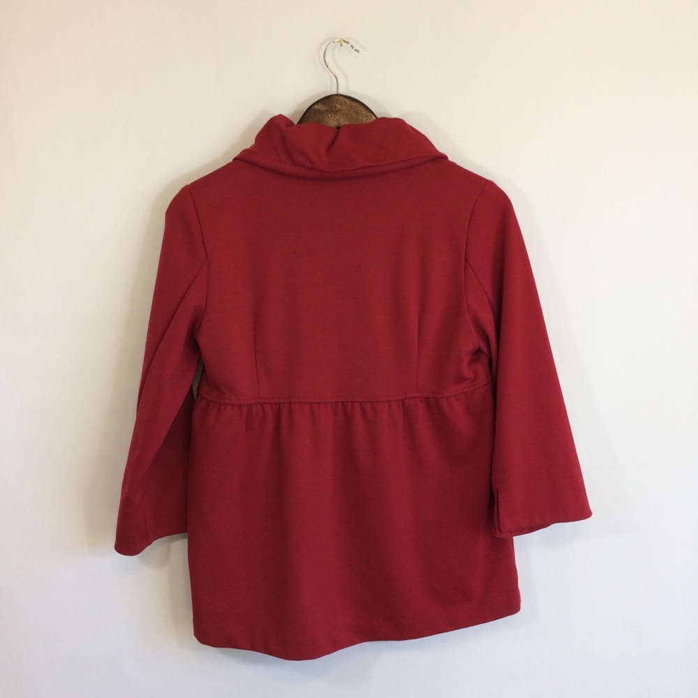 Du Jour Red Jacket with Slight Ruffled Collar - Picture 2 of 3
